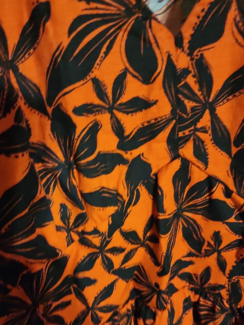 Ava & Viv Orange and Black Leaf-Print V-Neck Dress - Picture 4 of 4